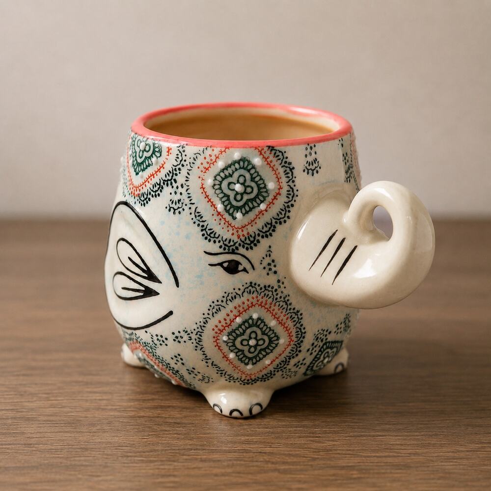 Nature’s Home Boho Elephant Mug 16 oz Ceramic Coffee Cup - Picture 1 of 10